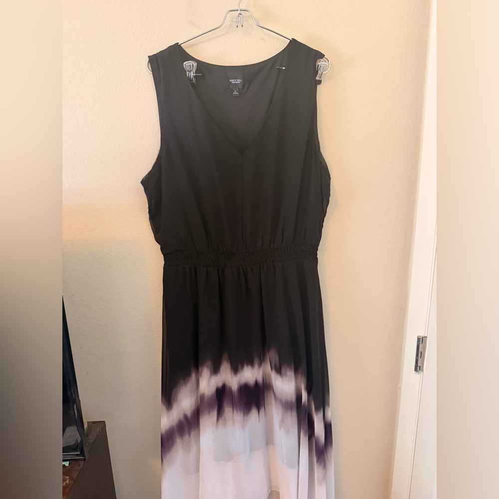 Simply Vera Vera Wang Black Sleeveless Tie-Dye Maxi Dress